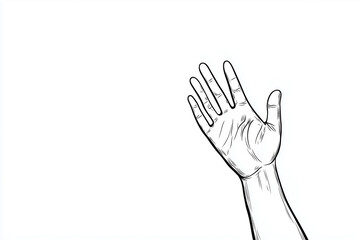 Obraz premium Line art of an open hand waving