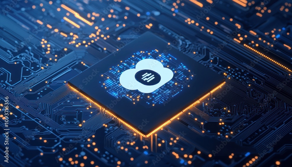 Poster Cloud Computing Symbol on a Circuit Board