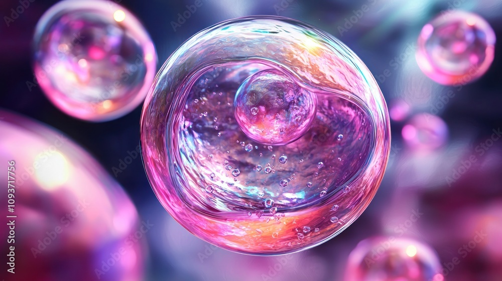 Poster A Single Cell with a Smaller Cell Inside Surrounded by Other Cells