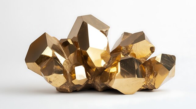 A stunning gold-toned sculpture resembling a cluster of crystals. The intricate detailing and reflective surface create a luxurious and captivating piece. - Powered by Adobe