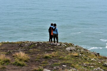 friends gazing at sea