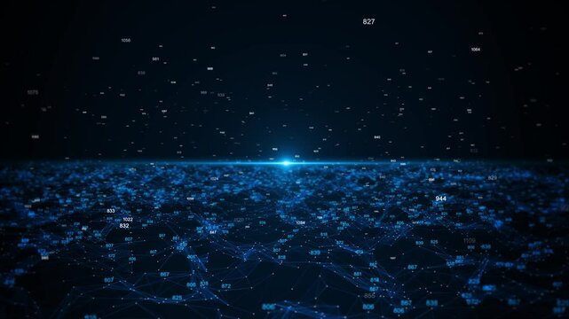 Modern computer technology concept deep learning data mining machine learning ai and artificial intelligence. Deep Space data Mining digital data stream. Frame Grid Data flowing digital space tunnel