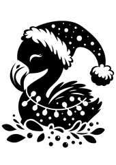 Christmas Flamingo SVG Vector Silhouette 