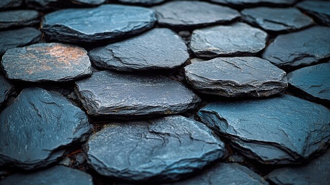 Natural slate stones creating a rustic pathway