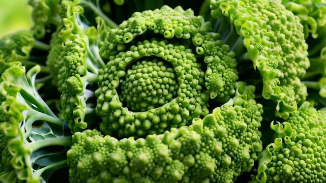 Romanesco broccoli, broccoli spiral is a unique vegetable with a fractal pattern, bright green color, nutty flavor, and a texture similar to cauliflower. 