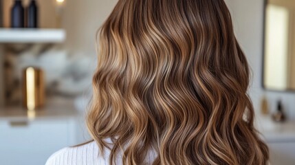 Fototapeta premium beautifully styled wavy hair with natural highlights