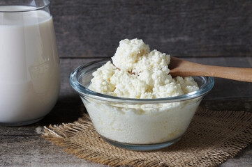 Organic Cow or buffalo colostrum, cooked and uncooked in glass bowl, strengthens the immune system
