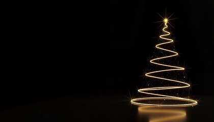 Glowing spiral Christmas tree on dark background