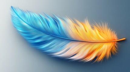A beautiful blue and yellow feather displaying a premium quality image of a colorful bird feather against a see-through background.