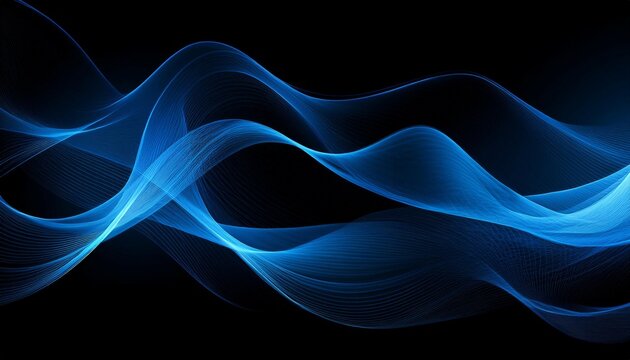 black backgraound smoke light wave black blue design motion curve shape pattern color art