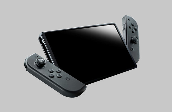 the nintendo switch console floating in the air on a white background: Sonora, Mexico - November 21, 2024