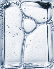 Clear cosmetic gel serum oil bubble texture Hyaluronic skin care moisturizer product sample with bubbles macro