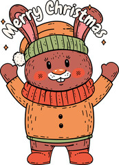 Cute Christmas Bunny Illustration