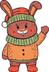 Cute Christmas Bunny Illustration