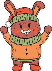 Cute Christmas Bunny Illustration