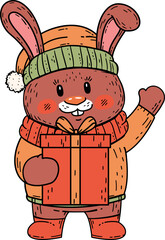 Cute Christmas Bunny Illustration