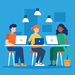 Smart Women Or  Young man working on computer in the office