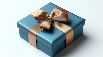 Fototapeta premium A neat gift box wrapped with ribbon.