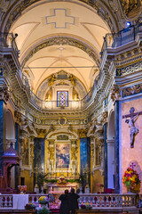 Fototapeta premium Interior of the Cathedral Sainte Raparate and Place Rossetti Square in Nice, France