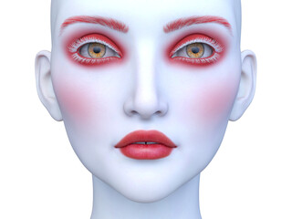 女性の顔アップ　3DCGレンダリング