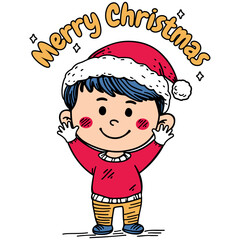 a Smiling Boy Dressed as Santa Claus celebrates Christmas
