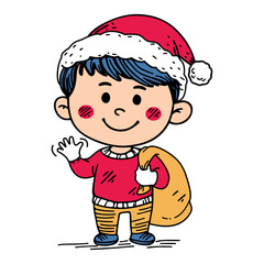 a Smiling Boy Dressed as Santa Claus celebrates Christmas