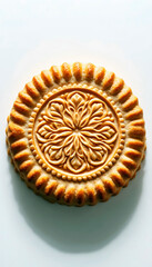 A beautifully crafted pastry featuring a detailed floral design, perfect for celebrations or cultural events. Ideal for food photography and culinary arts.