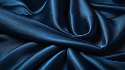 Obraz premium Dark Blue Satin Fabric in Sensual Flowing Folds, Captured with Moody Lighting and Rich Sheen V1