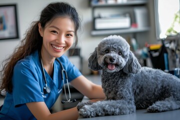 A compassionate and knowledgeable veterinarian dedicated to working with animals, especially dogs, while fostering a joyful environment for optimal care and support for their wellbeing and happiness