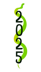 Year of the green wooden snake. Vertical poster. 2025 year. Elegance vector illustration.