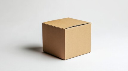 Obraz premium A small, foldable cardboard box with crisp edges and detailed texture, placed on a plain white background