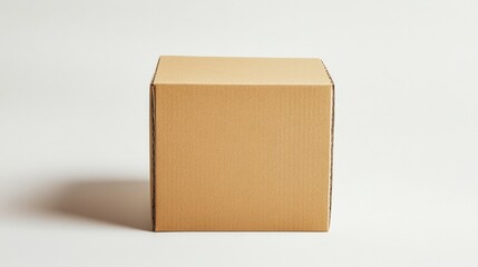 Obraz premium A small, foldable cardboard box with crisp edges and detailed texture, placed on a plain white background