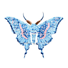 Azulejo Tile Moth Sticker Design On Pink Background