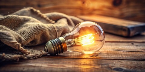 Vintage Light Bulb Concept Illustrating Innovative Intervention Strategies in a Creative Setting with Warm Tones and Soft Focus