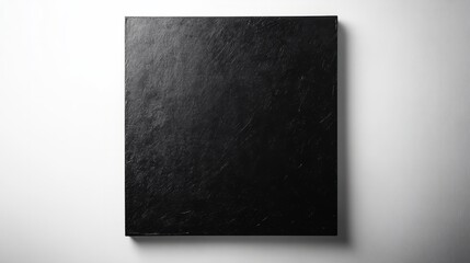 A square black matte box, with subtle texture, placed symmetrically on a white background 