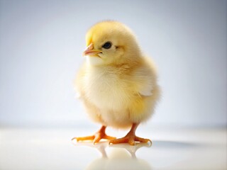 Fototapeta premium Adorable Silhouette of a Cute Little Chick on a Crisp White Background for Stock Photography