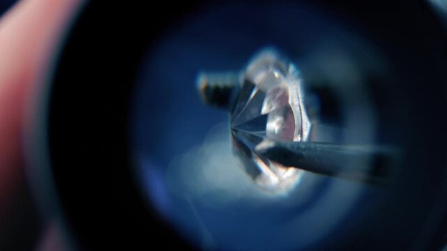 Diamond Is Examined Close-Up Shots
