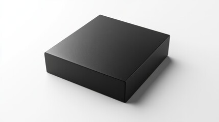 A square matte black box with sharp, clean lines, perfectly centered on a white background