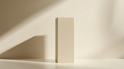 Fototapeta premium A tall, rectangular box with a soft matte finish and smooth edges, placed on a white surface 