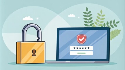 An image of a lock and a computer screen demonstrating the need for strong passwords and twofactor authentication.