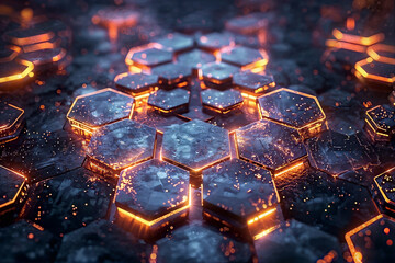 Illuminated Hexagonal Grid in Abstract Style