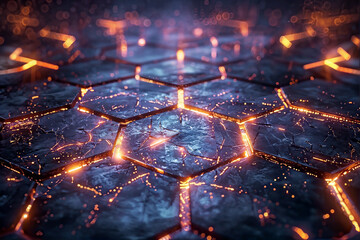 Futuristic Honeycomb Design with Radiant Orange Glow
