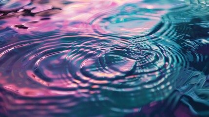 Tranquil neon ripples on a dark canvas, Central white space for text