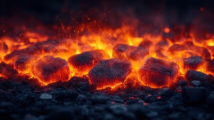 Glowing embers and flames.