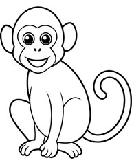 Monkey Illustration Drawing Page Animal Art Sketch Fun Cartoon Wildlife Drawing