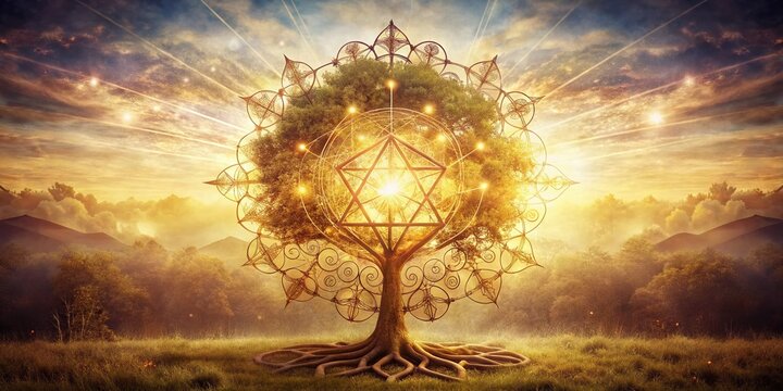 Vintage Style Photography of Sefirot: A Mystical Representation of the Kabbalistic Tree of Life with Soft Focus and Warm Tones