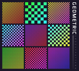 Groovy checkered pattern, colorful distorted tiled grid. Vintage wavy curved backdrop, distortion effect. Funky geometric chessboard texture, retro background in 90s style, y2k. Vector illustration