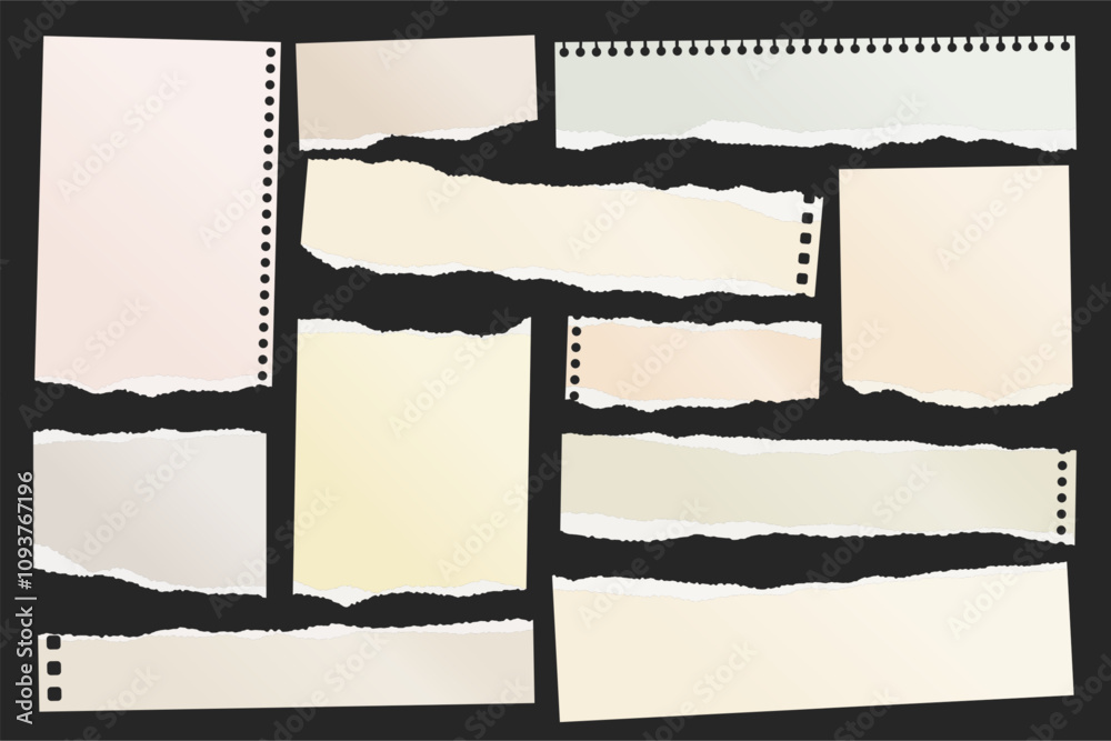 Canvas Prints ripped paper strips. realistic crumpled paper scraps with torn edges. shreds of notebook, book or ol