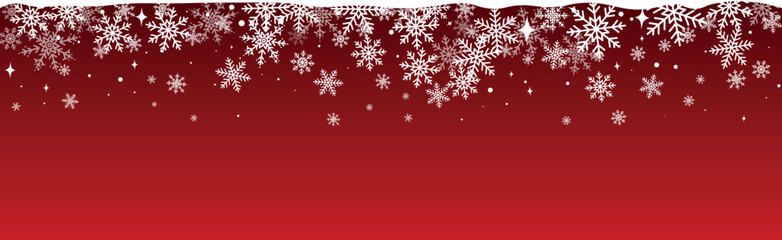 Abstract Christmas top snowflake seamless border red background