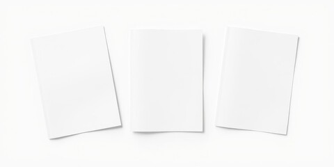 A set of magazine covers mockup on white background showcasing different sides and angles, mockup, angles, different sides